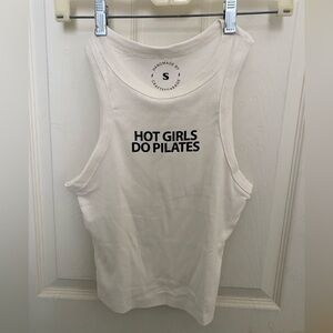 Hot Girls Do Pilates Beige Sleeveless Tank T shirt new without tags size small